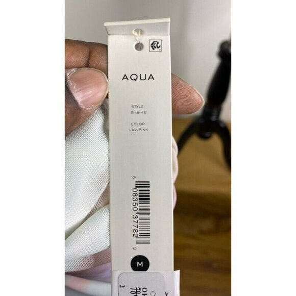 Aqua Womens Overlay‎ Faux Wrap Dress Pink Tie Dye Stretch V Neck Ruched M New - Picture 8 of 10